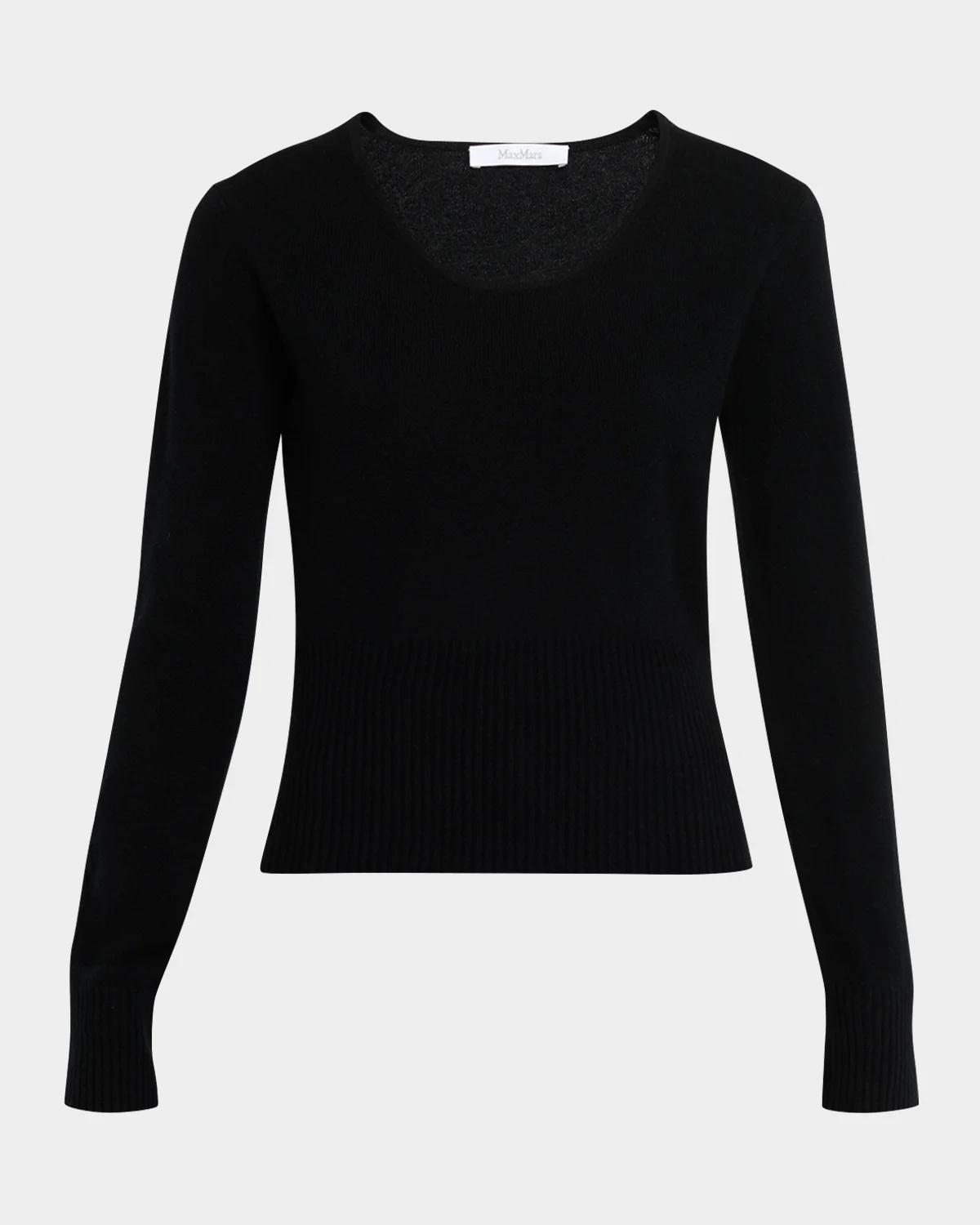 Max Mara Scoop-Neck Fitted Wool-Cashmere Sweater