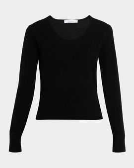 Max Mara Scoop-Neck Fitted Wool-Cashmere Sweater