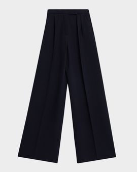Max Mara Secolo Pleated Wide-Leg Seersucker Pants