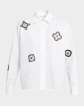 Max Mara Shock Embroidered Cotton Poplin Shirt