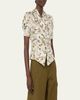 Max Mara Short-Sleeve Printed Silk Top - 4
