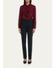 Max Mara Silk Charmeuse Scarf-Neck Button-Down Blouse - 2