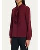Max Mara Silk Charmeuse Scarf-Neck Button-Down Blouse - 4