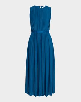 Max Mara Sleeveless Pleated Jersey Midi Dress
