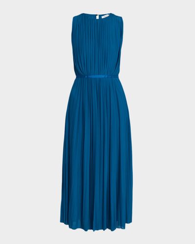 Max Mara Sleeveless Pleated Jersey Midi Dress