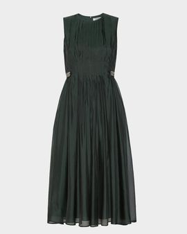 Max Mara Sleeveless Pleated Organza Midi Dress
