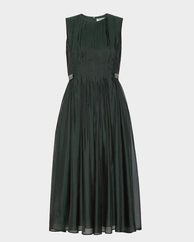Max Mara Sleeveless Pleated Organza Midi Dress