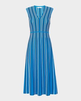 Max Mara Striped Compact Knit Sleeveless Midi Dress