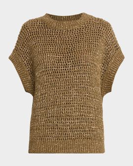 Max Mara Studio Crewneck Sequin Open-Stitch Knit Sweater