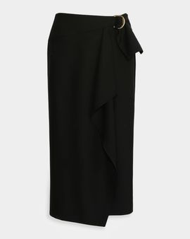 Max Mara Studio Draped Stretch Wool Midi Skirt