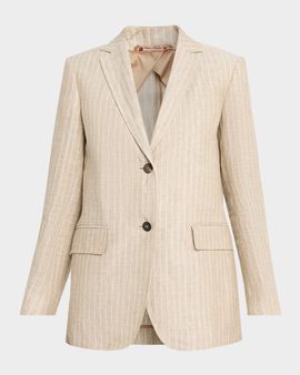 Max Mara Studio Elogio Pinstripe Linen Blazer