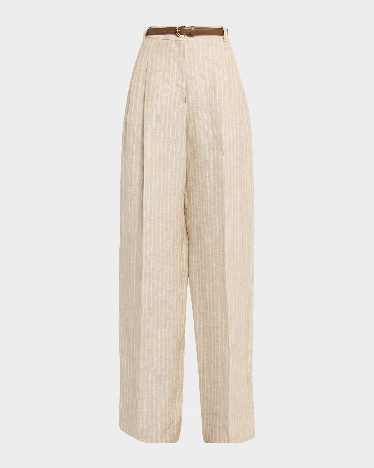Max Mara Studio Fonte Wide-Leg Pinstripe Linen Trousers