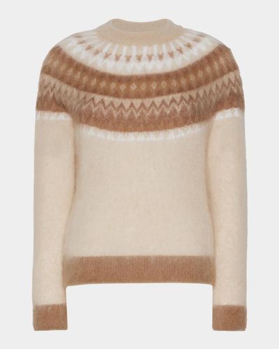 Max Mara Studio Fuzzy Fair Isle Crewneck Sweater