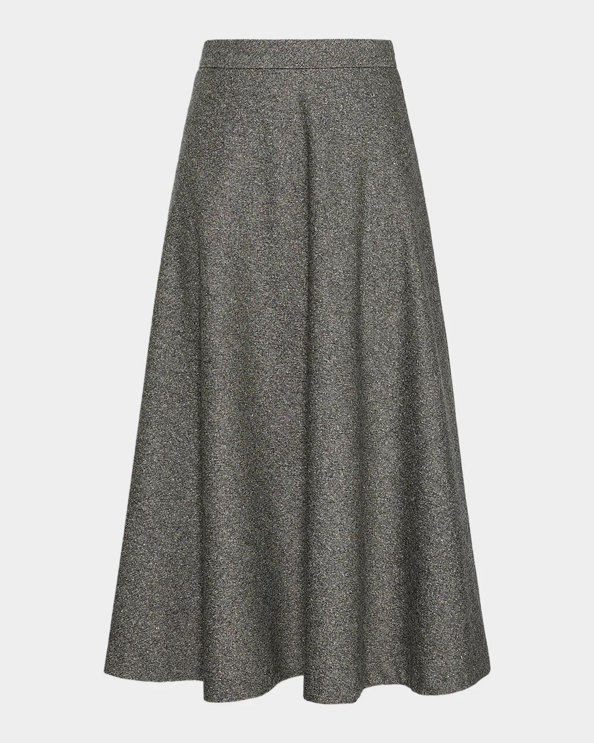Max Mara Studio Heathered Knit A-Line Midi Skirt