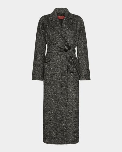 Max Mara Studio Long Herringbone Tweed Coat