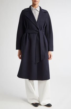 Max Mara Studio Max Mara Studio Cles Virgin Wool Blend Belted Coat