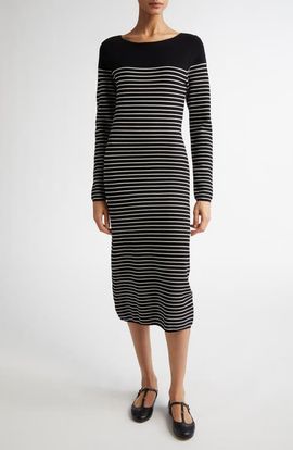 Max Mara Studio Max Mara Studio Flipper Stripe Long Sleeve Midi Sweater Dress