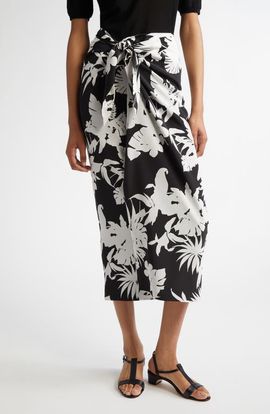 Max Mara Studio Max Mara Studio Lauto Tropical Print Silk Wrap Skirt