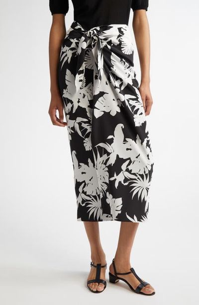 Max Mara Studio Max Mara Studio Lauto Tropical Print Silk Wrap Skirt
