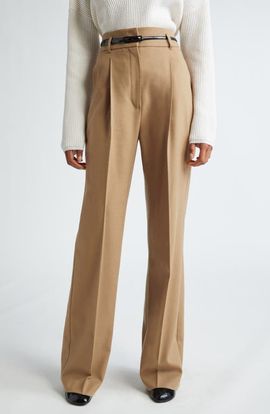 Max Mara Studio Max Mara Studio Zac Belted Virgin Wool Wide Leg Trousers