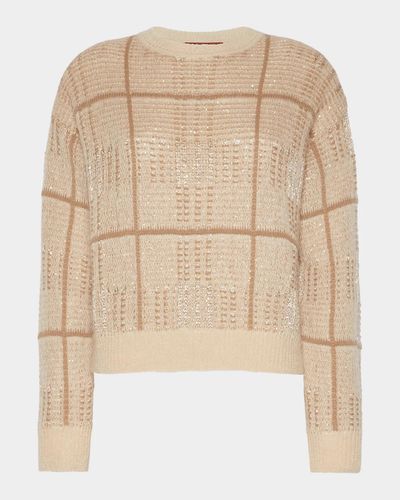 Max Mara Studio Sequin Plaid Knit Sweater