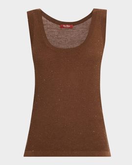 Max Mara Studio Sequin Silk-Wool Knit Tank Top