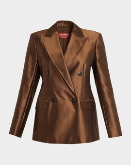 Max Mara Studio Shiny Double-Breasted Blazer