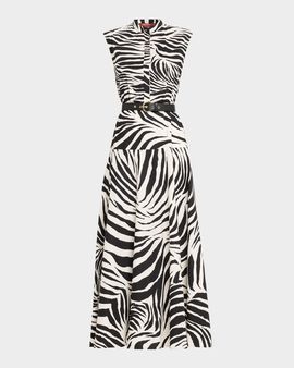 Max Mara Studio West Zebra-Print Cotton Poplin Midi Dress