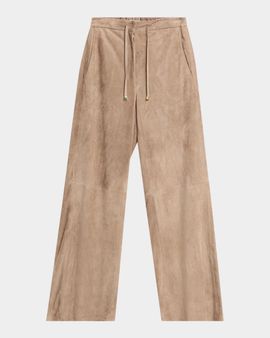 Max Mara Suede Straight-Leg Drawstring Pants