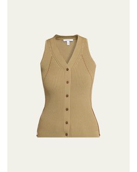 Max Mara Ties V-Neck Rib Knit Waistcoat