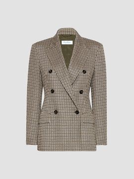 Max Mara Women's Double Breasted Houndstooth Jersey Blazer