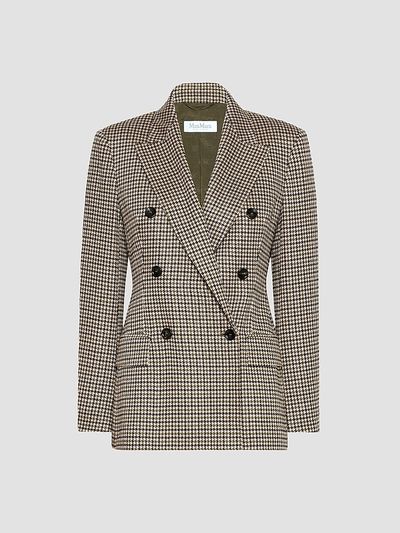 Max Mara Women's Double Breasted Houndstooth Jersey Blazer