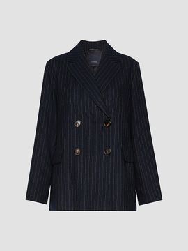 Max Mara Women's Double Breasted Pinstripe Wool Jacket