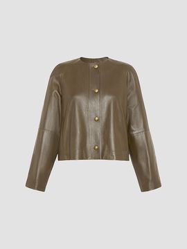 Max Mara Women's Nappa Leather Crew Neck Jacket