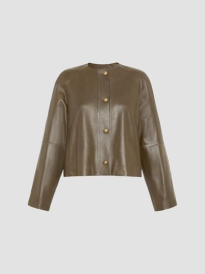 Max Mara Women's Nappa Leather Crew Neck Jacket