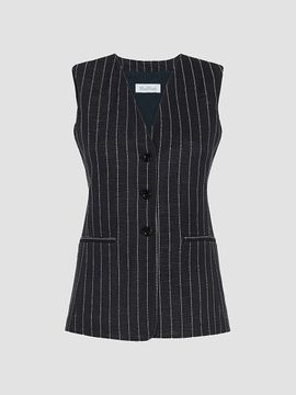 Max Mara Women's Pinstripe Viscose and Wool Jersey Gilet