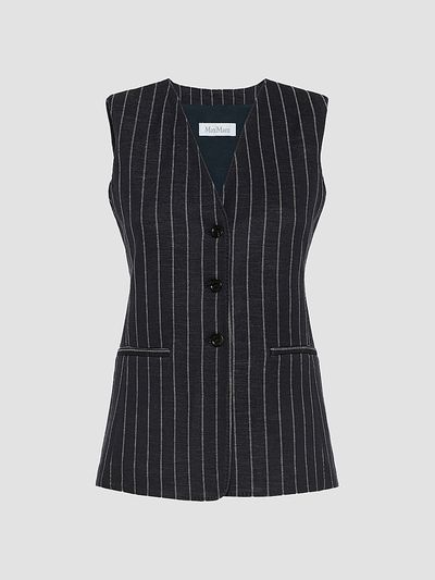 Max Mara Women's Pinstripe Viscose and Wool Jersey Gilet