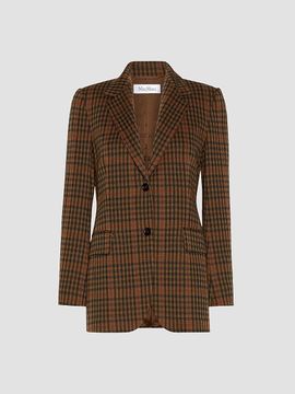 Max Mara Women's Single Breasted Glen Plaid Jersey Blazer