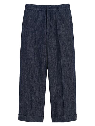 Max Mara Women's Straight Fit Cotton and Linen Denim Trousers