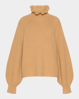 Max Mara Wool-Cashmere Ruffle Turtleneck Sweater