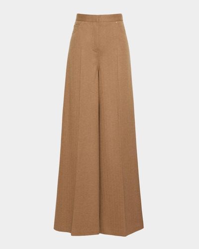 Max Mara Wool Herringbone Wide-Leg Trousers