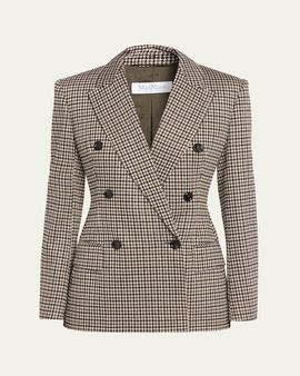 Max Mara Wool Houndstooth Double-Breasted Jacket