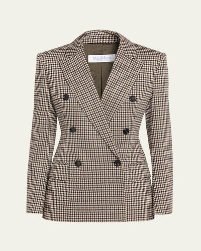 Max Mara Wool Houndstooth Double-Breasted Jacket