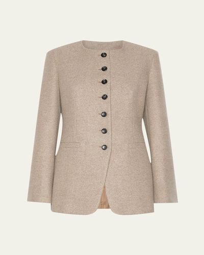 Max Mara Wool Single-Breasted Collarless Jacket