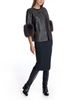 Maximilian Maximilian Croc Embossed Leather Jacket with Shearling Lamb Cuff Trim - 2
