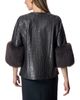 Maximilian Maximilian Croc Embossed Leather Jacket with Shearling Lamb Cuff Trim - 3