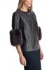 Maximilian Maximilian Croc Embossed Leather Jacket with Shearling Lamb Cuff Trim - 4