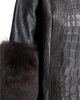 Maximilian Maximilian Croc Embossed Leather Jacket with Shearling Lamb Cuff Trim - 5