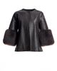 Maximilian Maximilian Croc Embossed Leather Jacket with Shearling Lamb Cuff Trim - 6