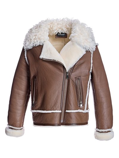 Maximilian Women's Maximilian Shearling Jacket with Sheep Notch Collar